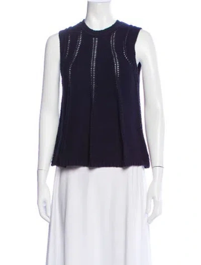 Pre-owned Me+em Crew Neck Sleeveless Top In Blue