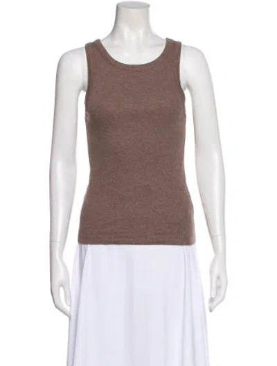 Pre-owned Me+em Crew Neck Sleeveless Top In Brown