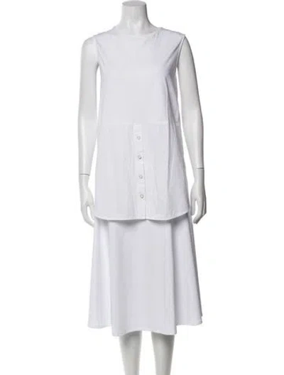 Pre-owned Me+em Crew Neck Sleeveless Top In White