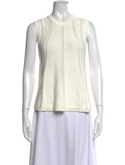 Pre-owned Me+em Crew Neck Sleeveless Top In White