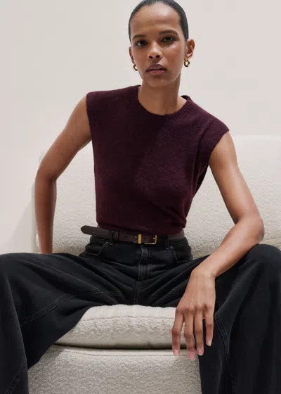 Me+em Crew Neck Straight Knit Vest Bordeaux Red In Burgundy