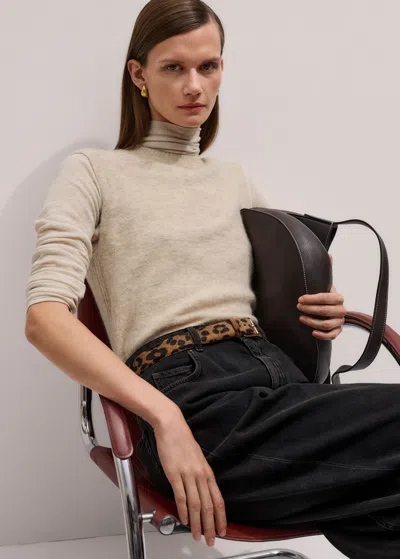 Me+em Crew Neck Straight Knit Vest Oatmeal Mélange In Brown