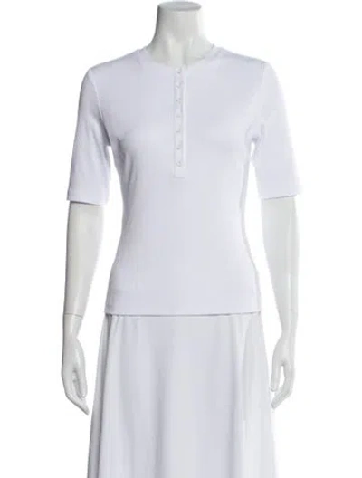 Pre-owned Me+em Crew Neck Three-quarter Sleeve Top In White