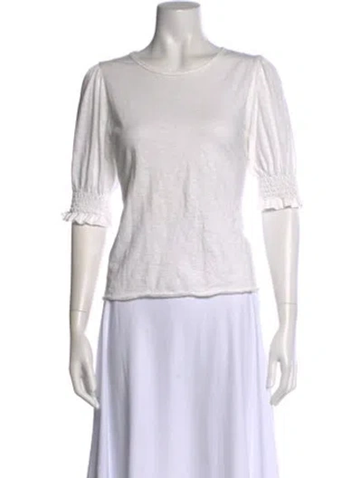 Pre-owned Me+em Crew Neck Three-quarter Sleeve Top In White