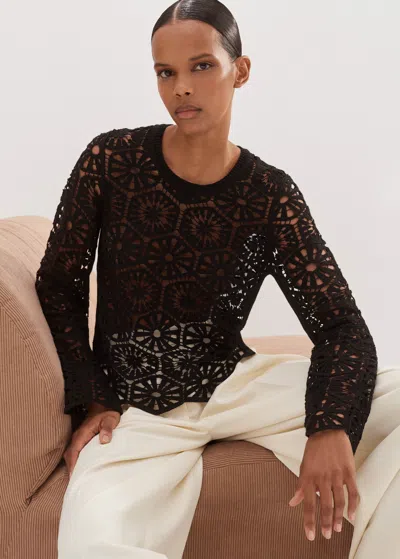 Me+em Crochet Stitch Box Jumper In Black