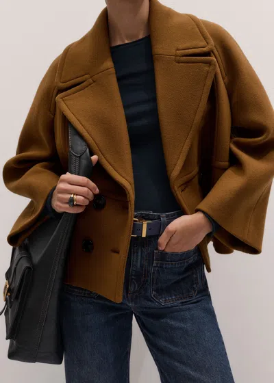 Me+em Crop Swing Coat Camel In Brown
