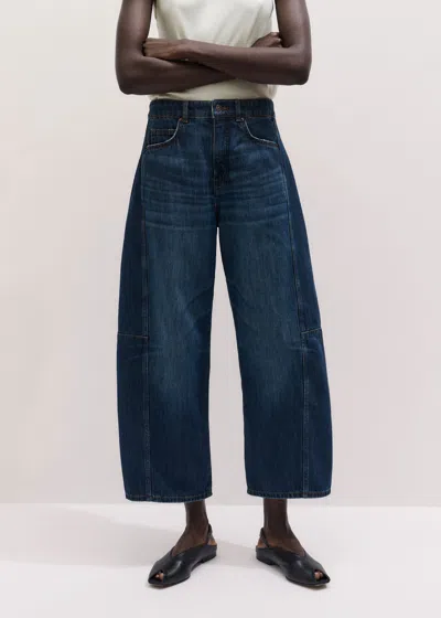 Me+em Cropped Exaggerated Tapered Jean Authentic Dark Blue Wash