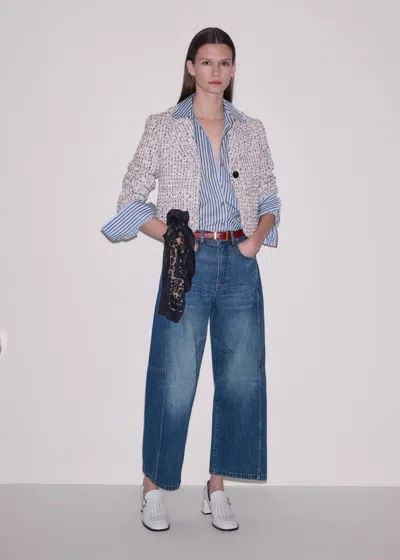 Me+em Cropped Exaggerated Tapered Jean Mid Blue Wash