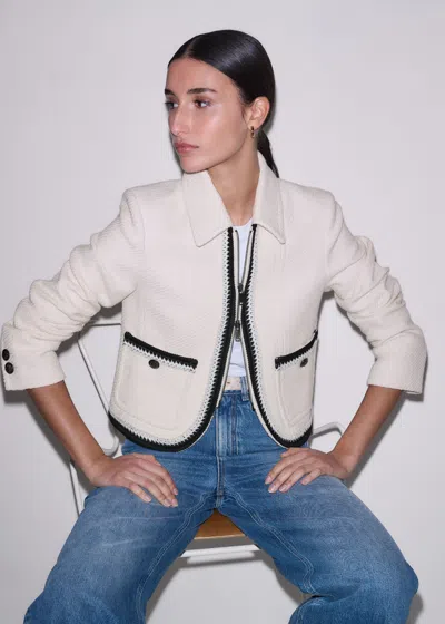 Me+em Cropped Jacket With Tape Detail Cream-black In Neutral