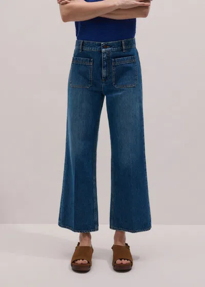 Me+em Cropped Kick Flare Jean Authentic Mid Blue Wash In Multi