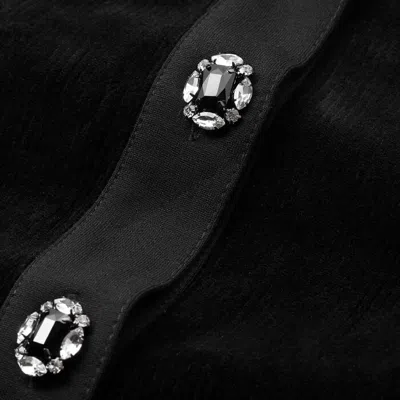 Me+em Crystal Button Cord Velour A-line Dress In Black