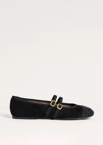 Me+em Crystal Round Toe Ballerina Black
