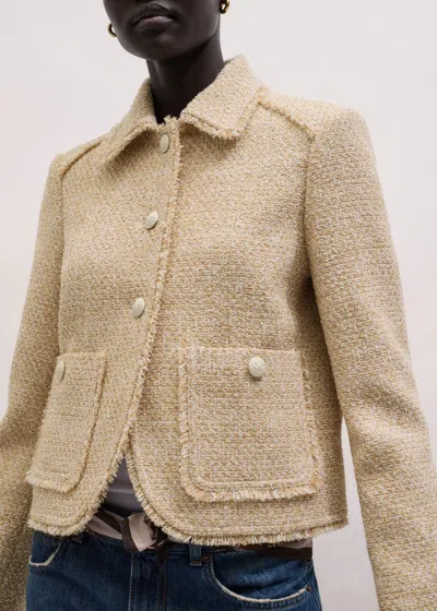 Me+em Cut Away Fringed Jacket Cream Multi In Neutral