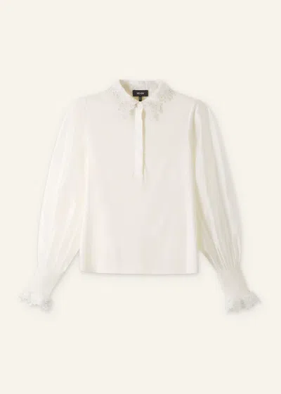 Me+em Daisy Embroidered Edge Layering Blouse In Cream