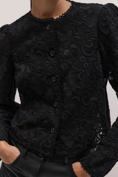 Me+em Delicate Lace Jacket Blouse Black