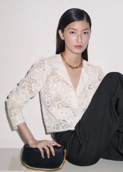Me+em Delicate Lace Jacket Blouse Light Cream