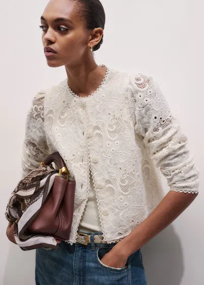 Me+em Delicate Lace Jacket Blouse Light Cream In Neutral