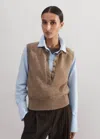 Me+em Donegal Button Neck Layering Sweater Vest In Camel Mélange Multi