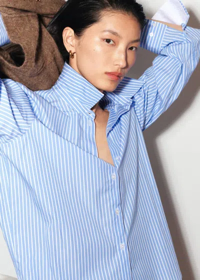 Me+em Double Cuff Relaxed Forever Shirt Blue/soft White