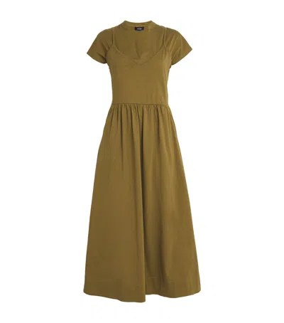 Me+em Double-layer Midi Dress In Green