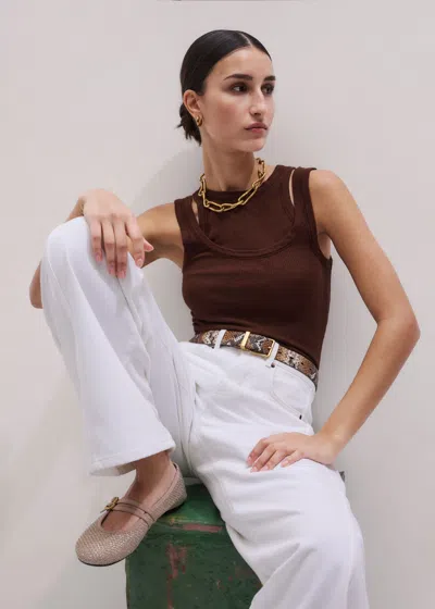 Me+em Double Layer Slim Vest Set Cinnamon Brown