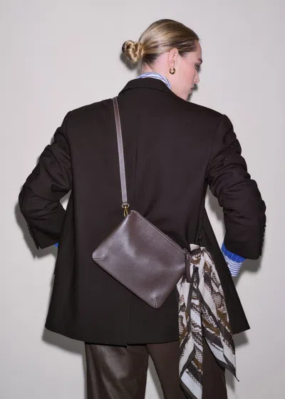 Me+em Double Pouch Crossbody Dark Chocolate Brown