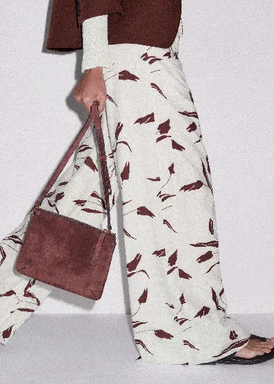 Me+em Double Pouch Crossbody Dark Cinnamon In White