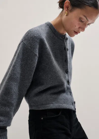 Me+em Dramatic Sleeve Knit Jacket Mid Grey Melange In Gray