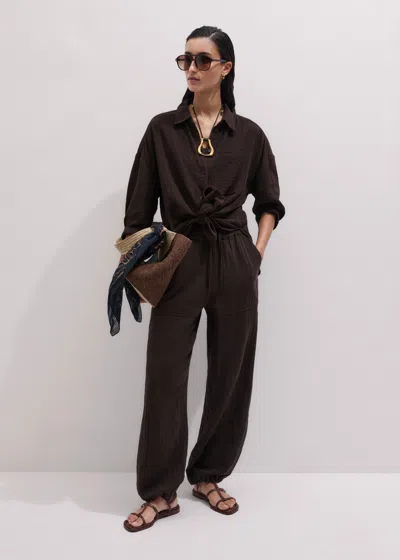 Me+em Drawstring Hem Pant In Brown