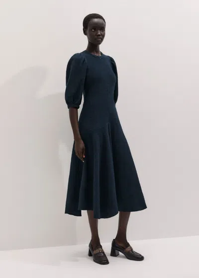 Me+em Dropped Waist Handkerchief Hem Midi Dress Navy