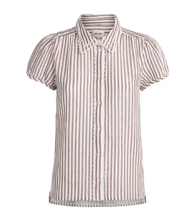 Me+em Embroidered Stripe Shirt In Brown