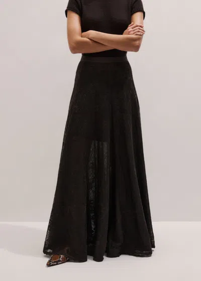 Me+em Embroidered Tulle A-line Maxi Skirt Cocoa Brown In Blue