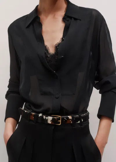 Me+em Evening Sheer Silk Blouse Black