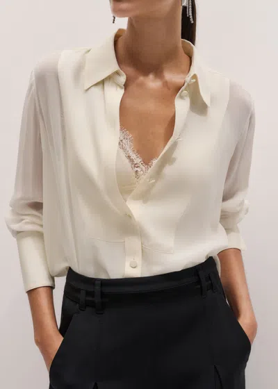 Me+em Evening Sheer Silk Blouse Light Cream In Neutral