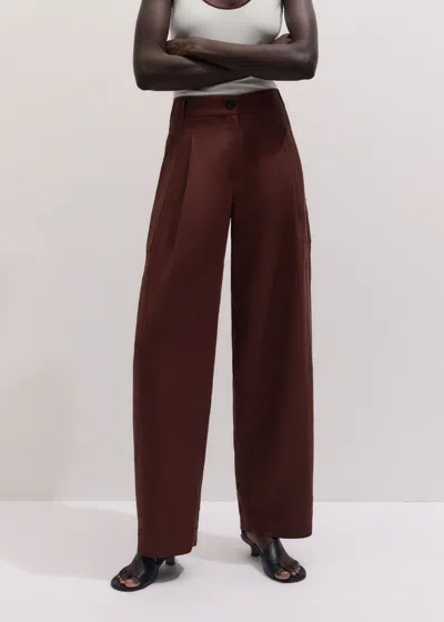 Me+em Exaggerated Tapered Pleat Trouser Cinnamon Brown