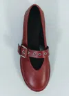 Me+em Eyelet Buckle Ballerina Flat In Dark Red
