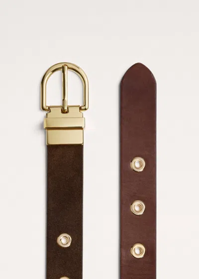 Me+em Eyelet Reversible Belt Dark Chocolate/chestnut In Black