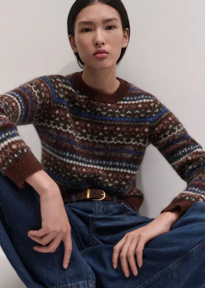 Me+em Fair Isle Relaxed Sweater In Brown