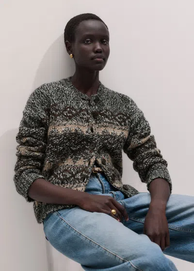 Me+em Fairisle Jacquard Relaxed Cardigan Neutral Multi