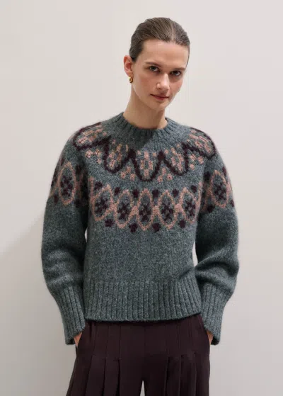 Me+em Fairisle Jacquard Relaxed Jumper + Snood Charcoal Multi In Gray