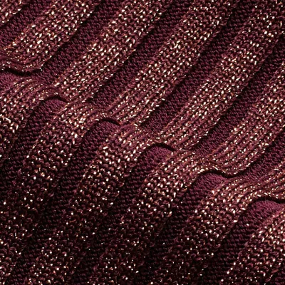 Me+em Fashioned Rib Metallic Knit Top In Deep Merlot/bronze