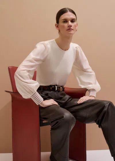 Me+em Feature Cuff Layering Blouse Cream In White