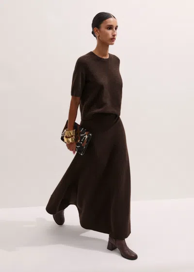 Me+em Felted Merino Relaxed Knit Maxi Skirt Warm Chocolate Melange In Brown