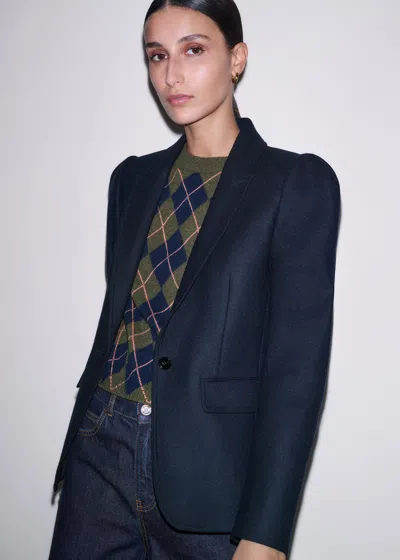 Me+em Feminine Sleeve Fitted Blazer Navy In Blue