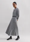 Me+em Fine Alpaca Double-layer Knit Midi Dress In Dark Charcoal Mélange