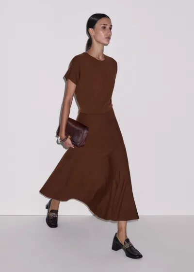Me+em Fine Merino Blouson Maxi Dress Pecan Brown
