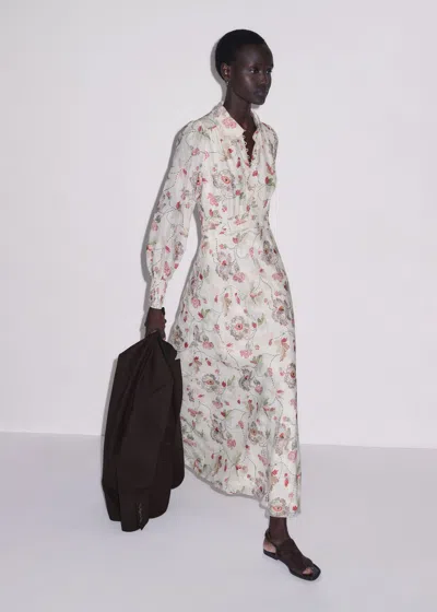 Me+em Fit & Flare Dotted Poppy Print Maxi Dress Light Cream Multi In White