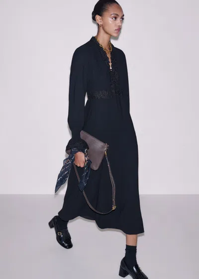 Me+em Fit & Flare Lace Detail Maxi Dress Black In Blue