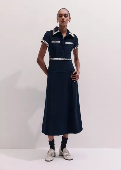 Me+em Fit And Flare Midi Dress Navy In Black