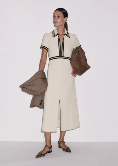Me+em Fit And Flare Textured Midi Dress Cream